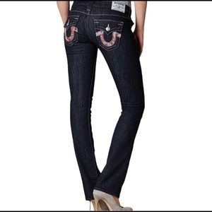 True Religion Bandana Print Horseshoe Straight Leg Jeans RARE